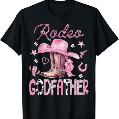 Rodeo GodFather Pink Boots Coquette CowGirl 1St Birthday T-Shirt