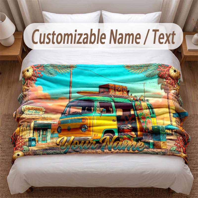 Fantasy Adventure Theme Soft Blanket Personalized Custom Name Text Print Warm Blanket Home Sofa Bedroom Decor