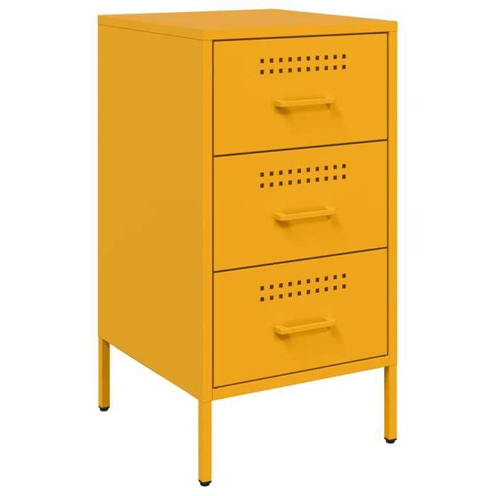 VidaXL Bedside Table, Bedside Cabinet with Legs, Nightstand with Drawers, Bedroom Nightstand, Yellow 843084