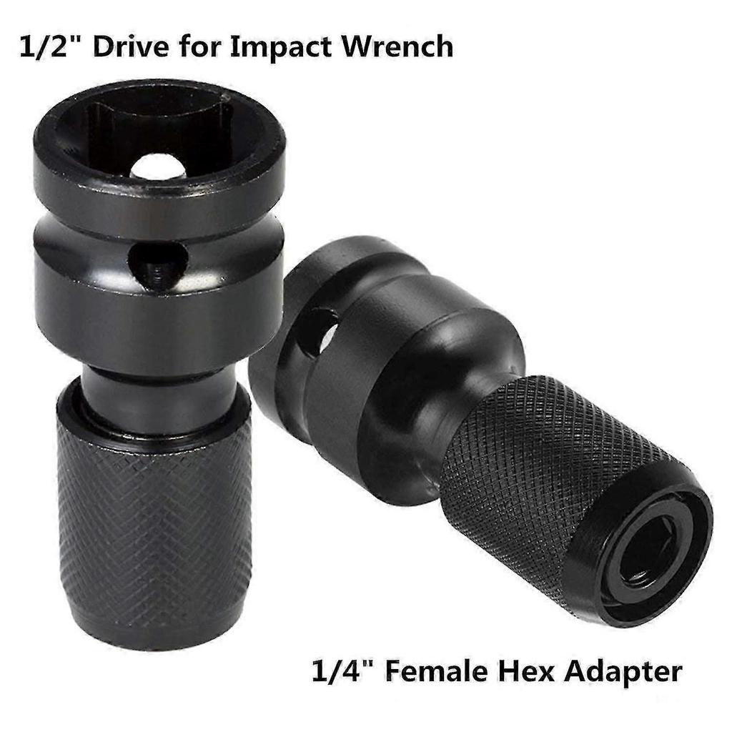 2er-Pack 1/2" Vierkant auf 1/4" Sechskant-Steckschlüsseladapter, Schnellspann-Schlagschrauber-Bohrfutter-Konverter und Schraubendreher-Bit-Halter-Stecknuss
