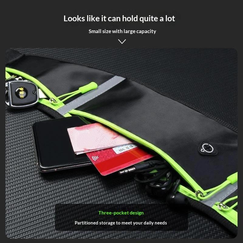Slim Reflective Waterproof Sports Waist Bag With Headphone Hole Lightweight Portable Design Ideal For Running & Outdoor Sports