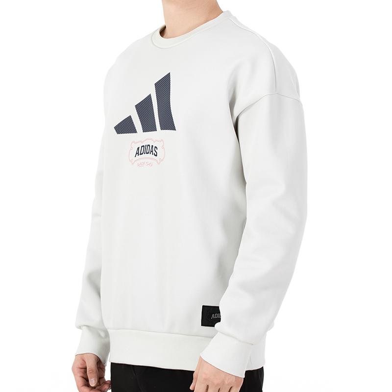 Adidas Long Sleeve Crew Neck Sweatshirt Men Tops Grey White HE7465