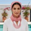 Layered Scarf Necklace Jewelry Two-in-one Chiffon Head Wrap Pearl Pendant Hijab  Performance