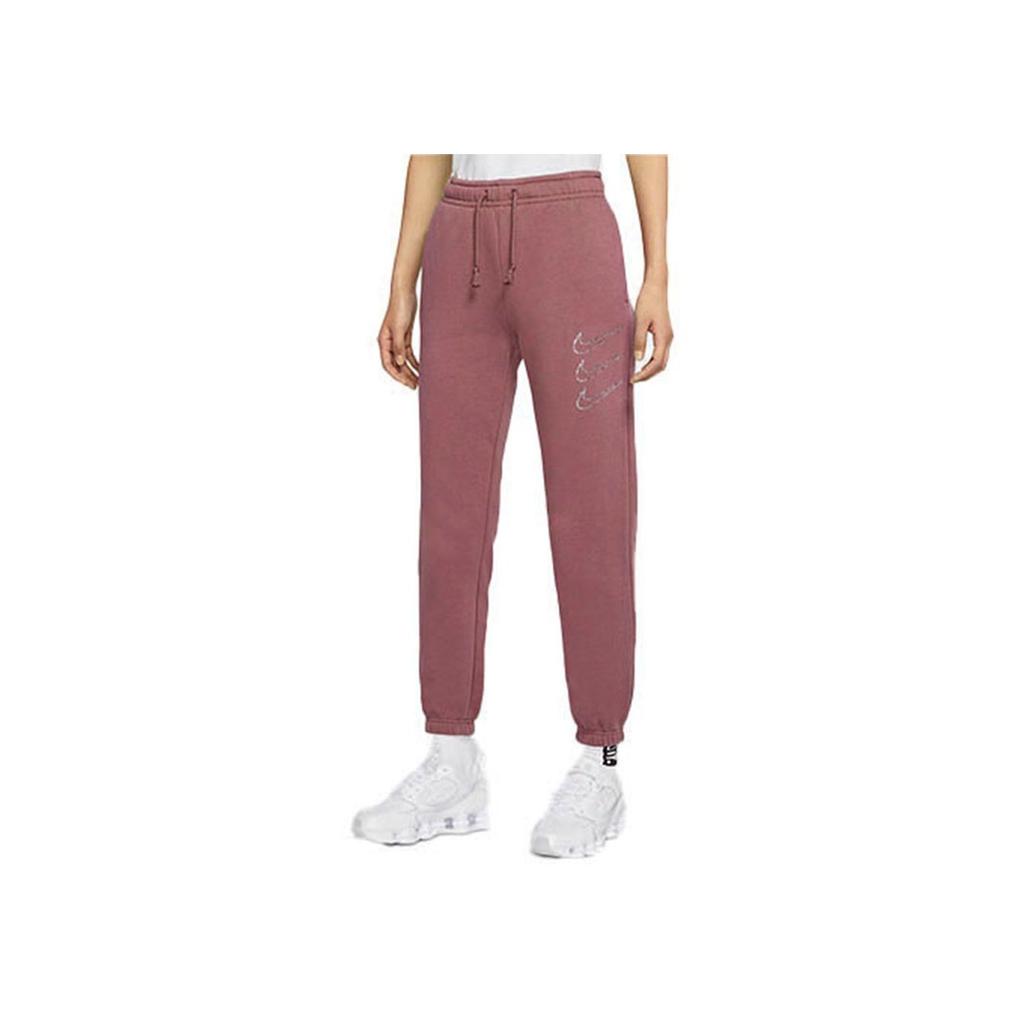 Nike Sportswear Logo Print Fleece Warm Casual Sports Pants Women Bottoms Light-Mulberry DA2125-533