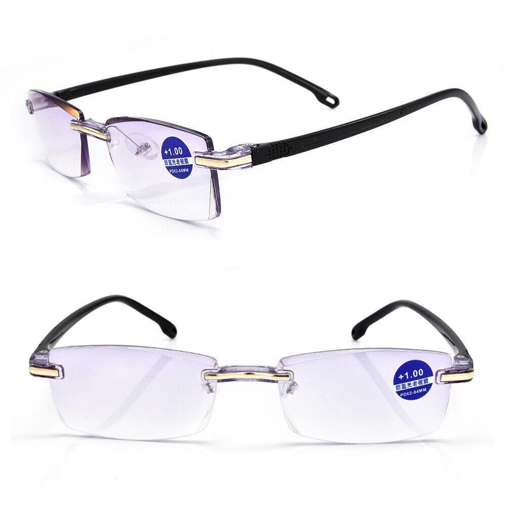 1-10 PK Mens Ultralight Rimless Rectangular Reading Glasses Blue Light Blocking +4.00 strength
