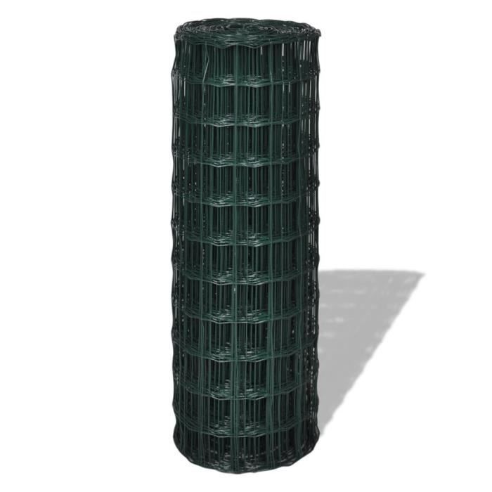 Clôture Euro - vidaXL - Acier - 25 x 1,7 m - Vert - Résistante aux UV et à la rouille