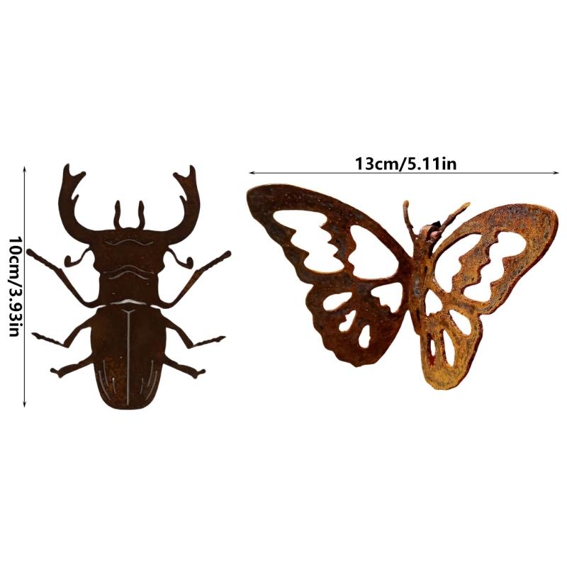 Garden Hanging Butterfly Figurine Decoration Iron Butterfly Ornament Outdoor Fence Yard Cute Iron Statue Gift