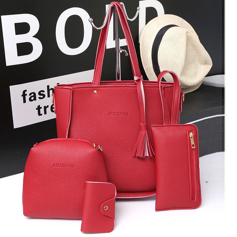 Woman Bag New Fashion Four-Piece Shoulder Bag Set Messenger Bag Wallet Handbag Bolsa Feminina Luxury Girls Messenger Bag