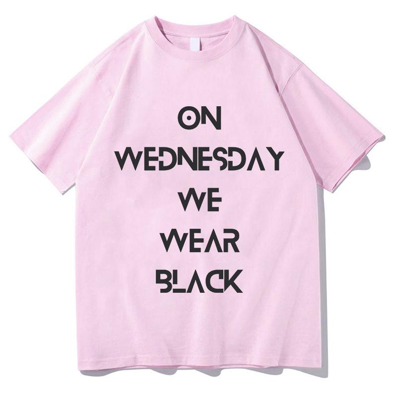 On Wednesday We Wear Black Letter Print TShirt for Unisex Summer Short Sleeve O Neck Tees Funny Pure Cotton Fashion Aesthetic Tops