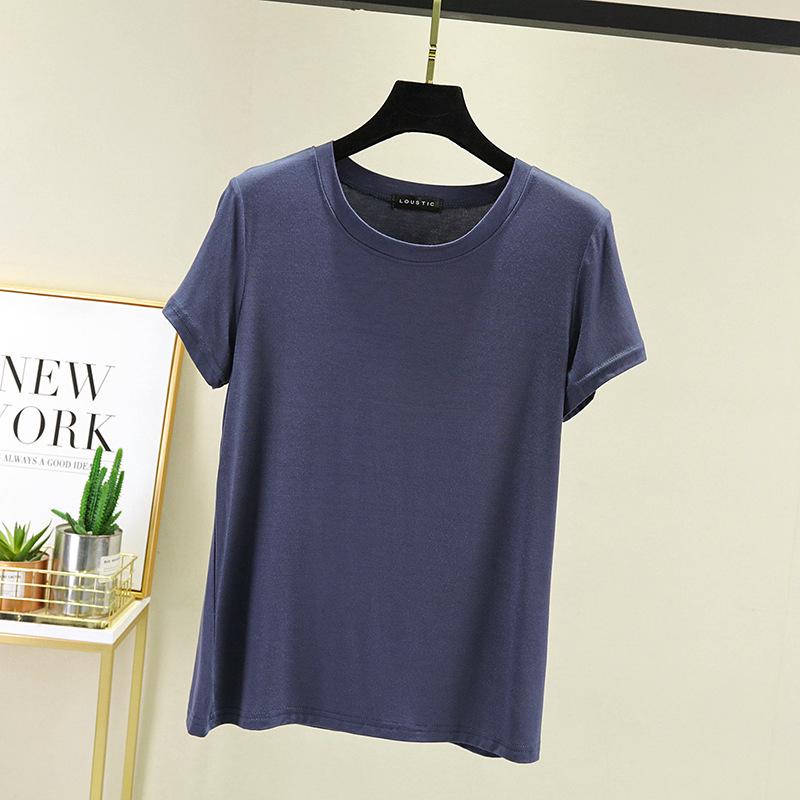 Women's Plus Size Round Neck Short Sleeve T-Shirt - Summer Solid Color Versatile Inner/Outer Layer