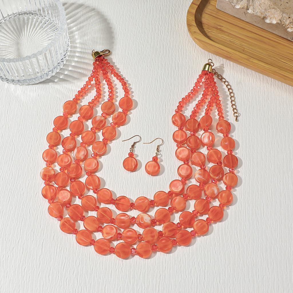 Acrylic Beaded Multi-Layer Necklace for Women Party Jewelry Accessory