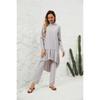Women's 3-Piece Modest Burkini Swimsuit, Long Sleeve Ruffle Tunic & High Waist Pants with Hijab, Full Coverage Swimwear