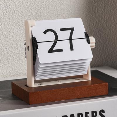 Mini Calendrier Perpétuel à Bascule Affichage Date de Bureau Ornement Décoratif Minimaliste pour Maison Bureau