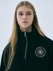 [mardimercredi] HIGH-NECK SWEAT ZIP UP EMBLEM NEEDLEWORK_BLACK CREAM