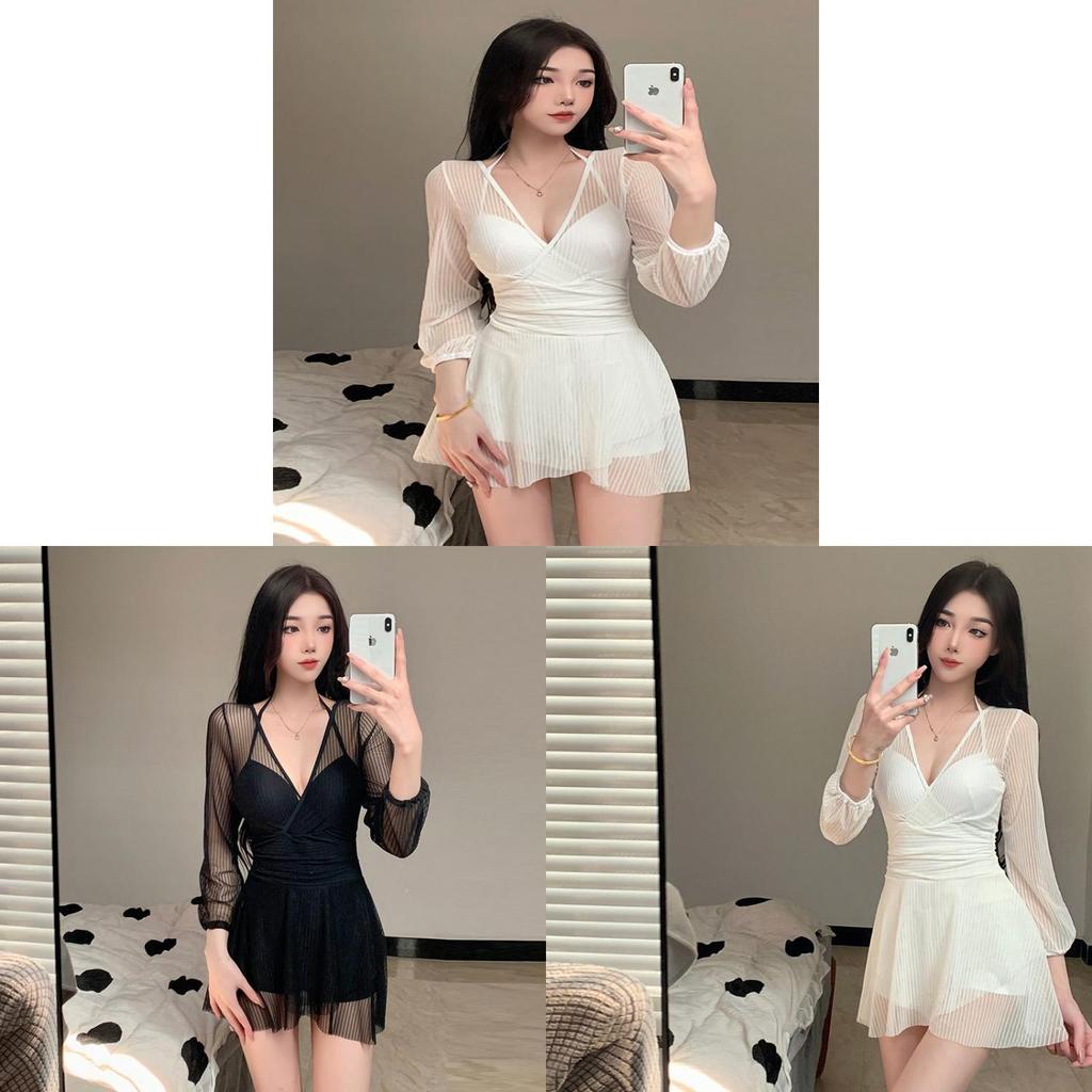 Classic Womens Swimsuit With Solid Color Long Sleeve For Swim And Water Sports