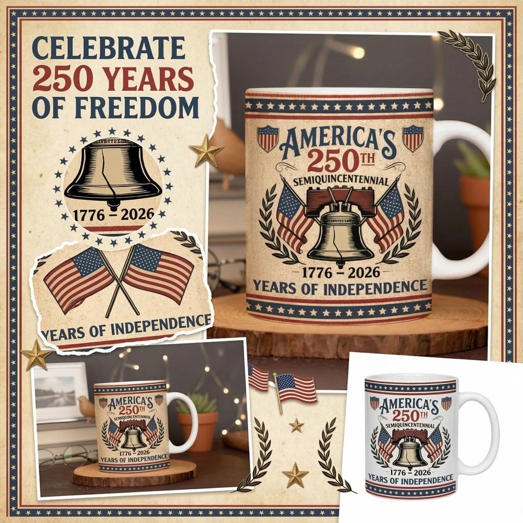 America 250th Semiquincentennial Independence Years 1776 2026 Bell Patriotic Mug for Home Office Gift