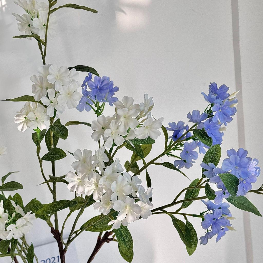 Premium Blue Snowflake Artificial Hydrangea Flowers for Living Room and Dining Table Decor, Long Stem Arrangement, Photo Props