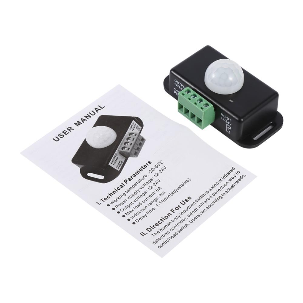 3.0*1.8*1.3in Motion Sensor LED Switch DC 12V/24V Infrared PIR Motion Sensor  LED Strip Lighting