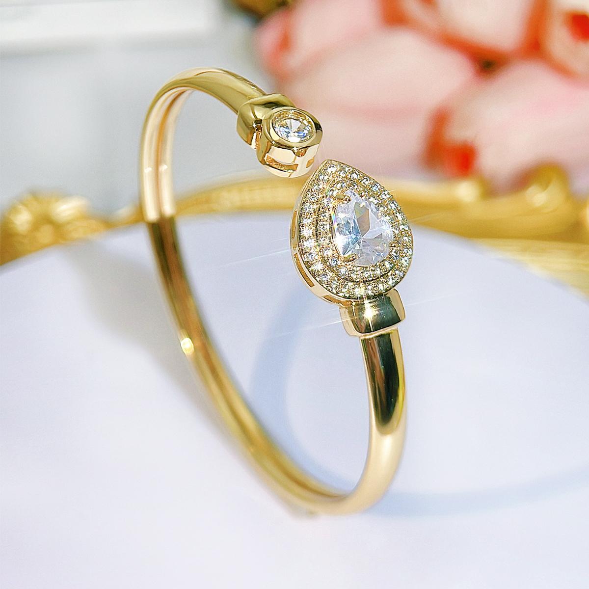 

WWJ высококачественный изумрудный кубический циркониевый браслет с золотым отверстием, регулируемый большой браслет для женщин, свадебные украшения, аксессуары белый