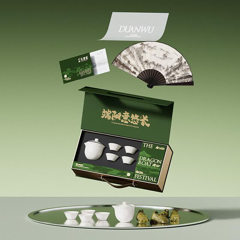 ApiYoo Dragon Boat Festival Ceramic Tea Set Gift Box