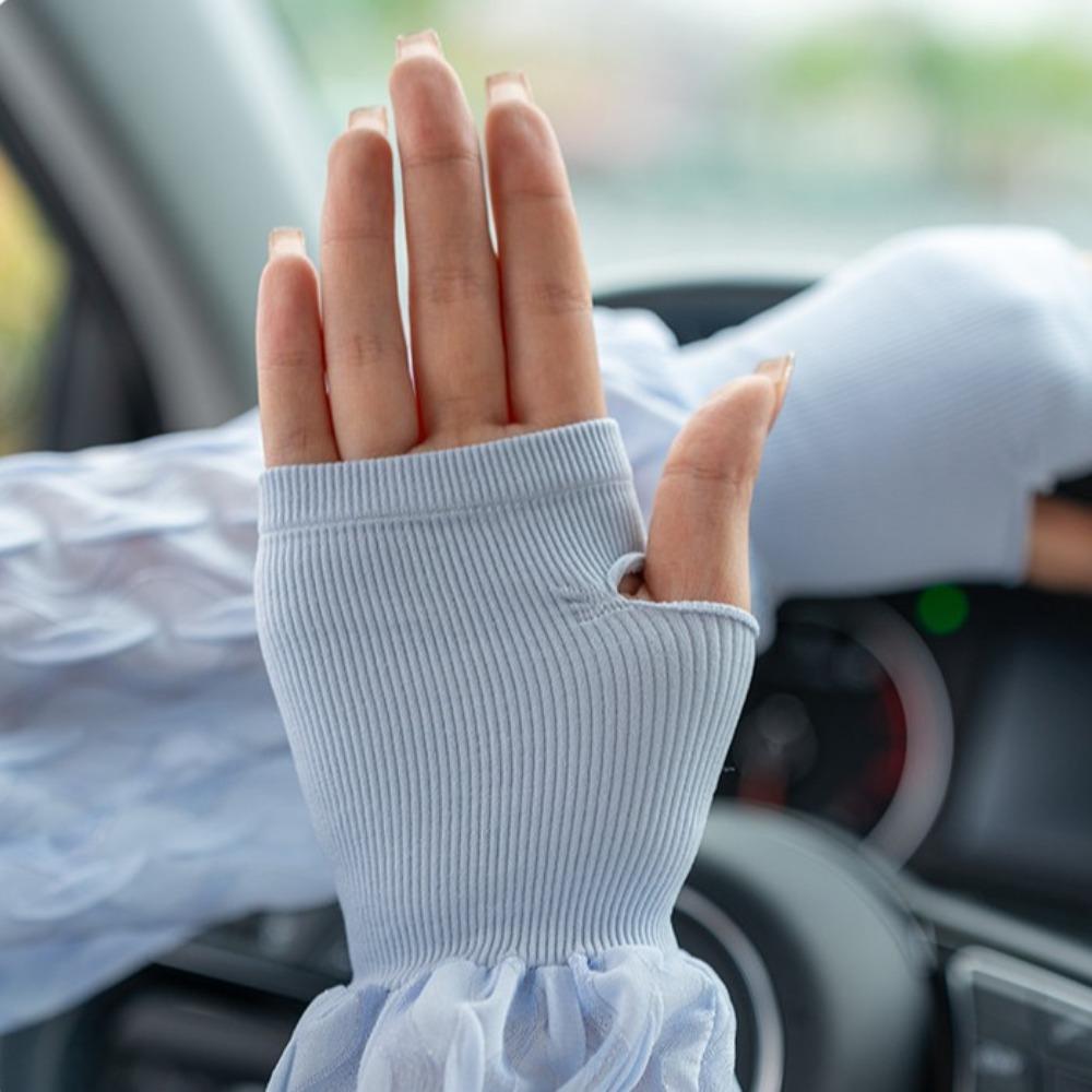 Elegant Sunscreen Arm Cover Breathable Cool Hand Sleeves Summer Ice Silk Long Sleeves  Driving