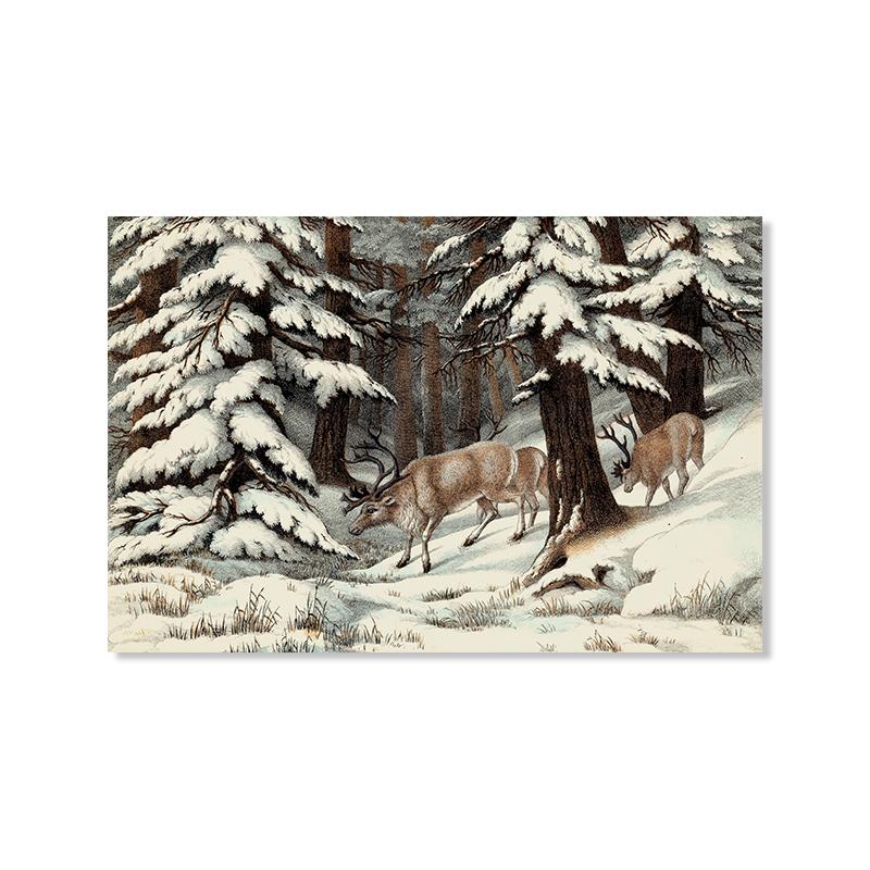 Christmas Gallery Wall Art Prints Rustic Winter Oil Painting Canvas Poster Holiday Decorative Wall Pictures Farmhouse Wall Decor