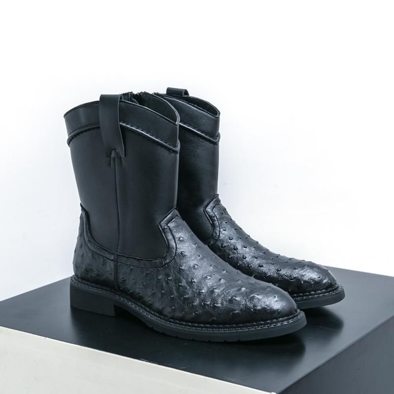 Men’s Western Cowboy Boots Pointed Toe Casual Retro Dress Leather Boots Men’s High Boots Plus Size