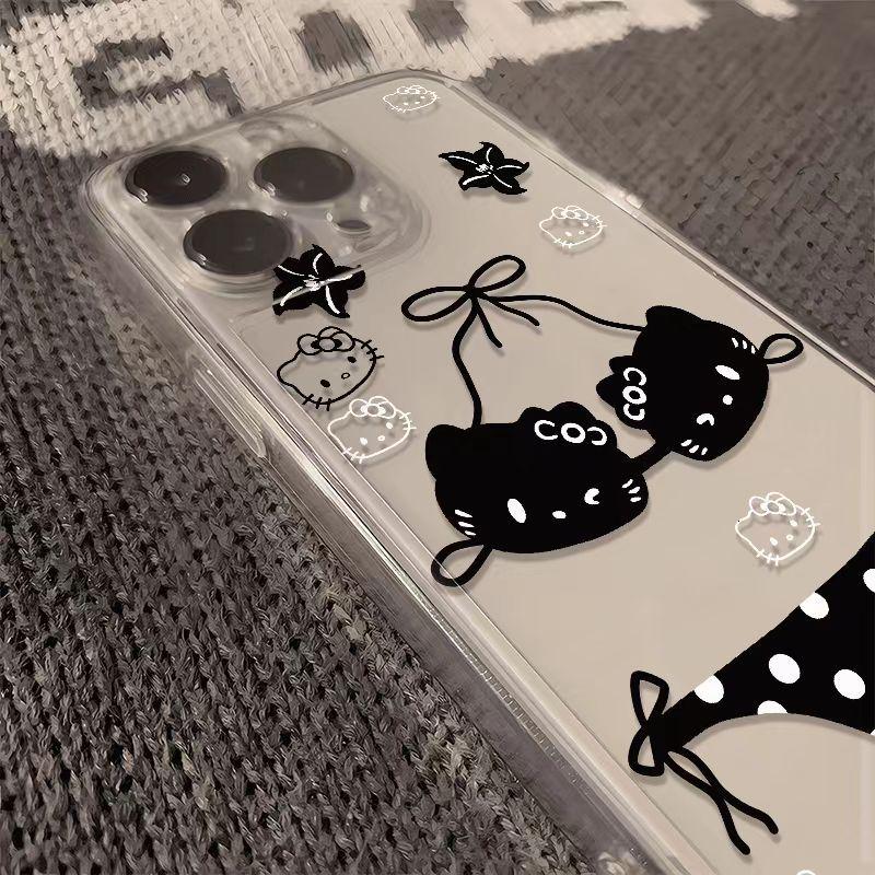 Niche Cartoon KT Bikini iPhone Case for Apple 15PROMAX/14/13/12/11 - Transparent & Hot-selling.