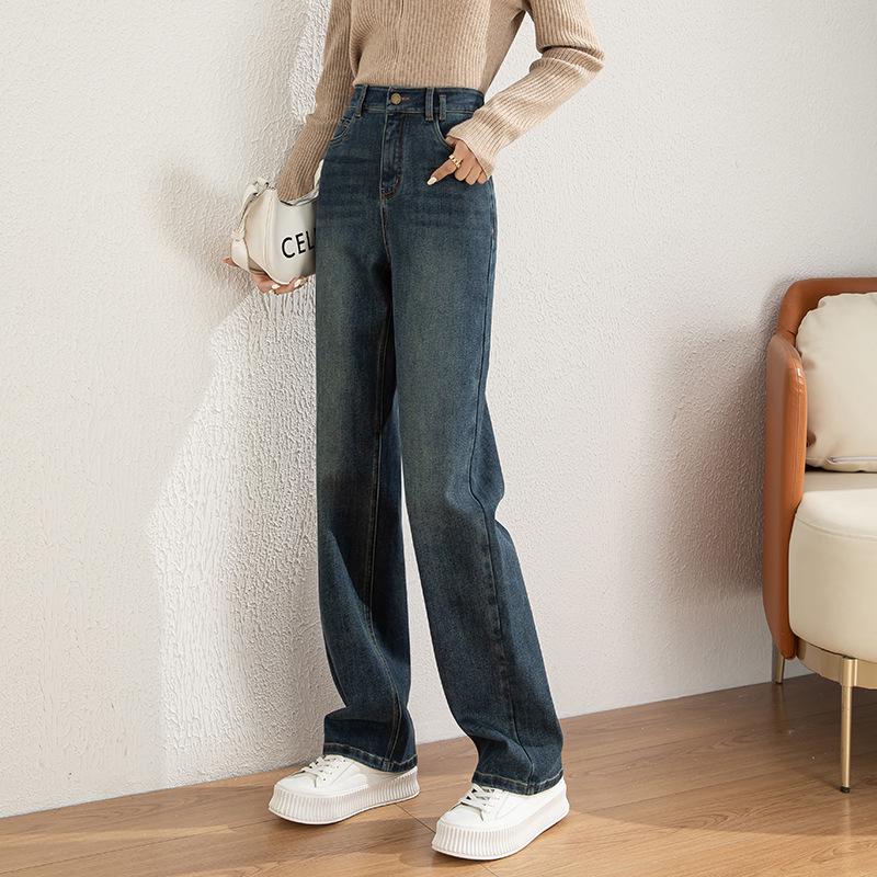 Women s High Waist Washed Retro Narrow Leg Jeans - Summer 2026 Korean Style 31 синий