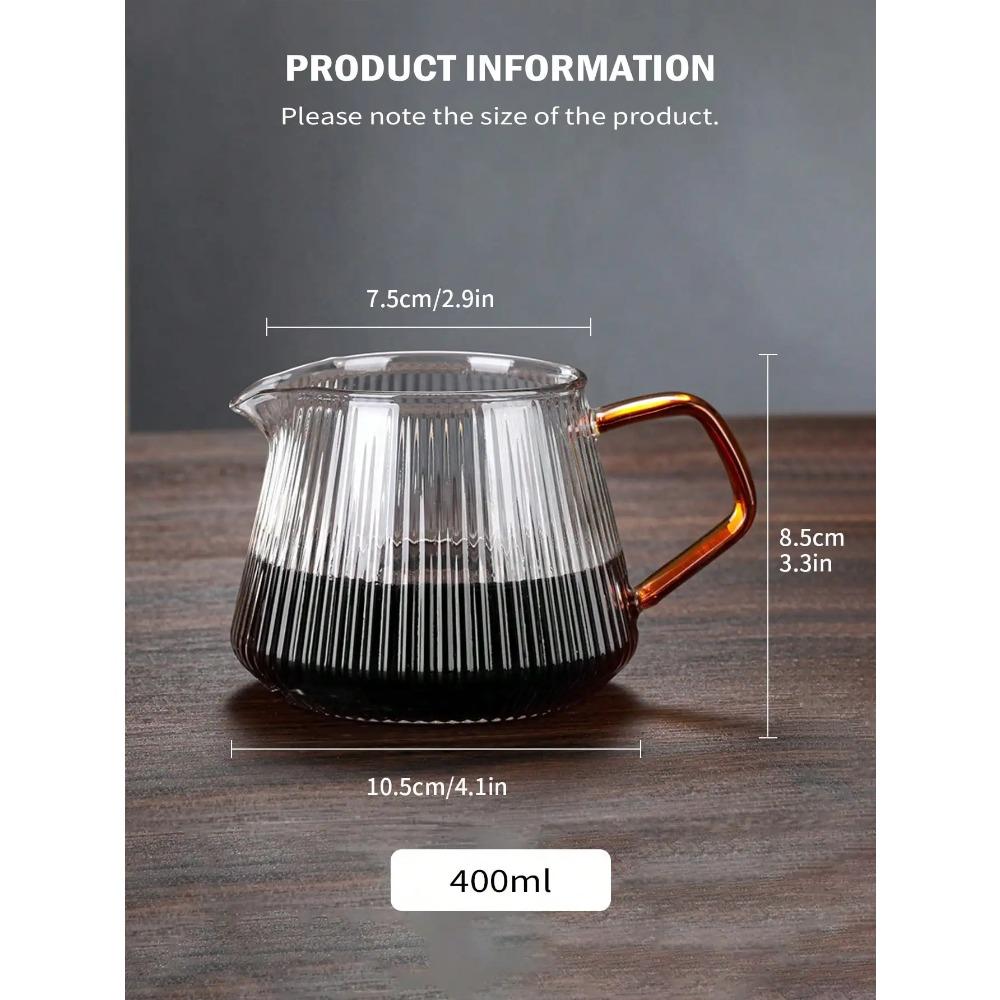 

Стеклянный кофейник Leeseph для заливки кофе и чая с вертикальными полосками, безопасный для микроволновой печи и жаропрочный стеклянный корпус (400мл и 600мл)