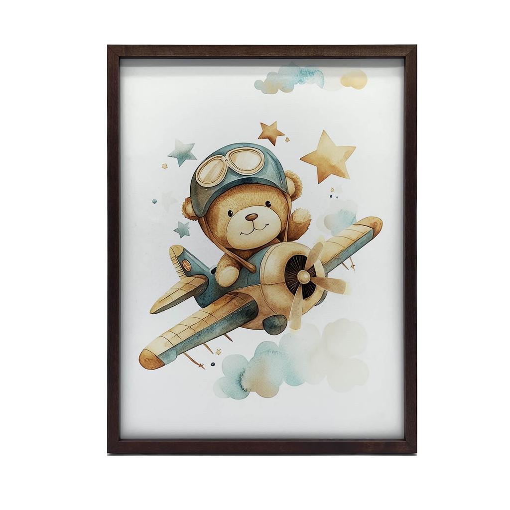 Plakat Latający Miś Pilot Plakat Latający Miś Pilot, 70X100 Cm, Rama Aluminiowa Czarna, Papier Matowy 230 Gsm