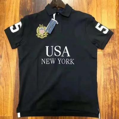 Nya Pikétröjor Europeiska och Amerikanska Herr Kortärmad Casual Bomull Stor Storlek Broderade T-shirts