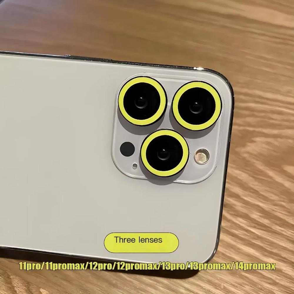 1Set Luminous Ceramic Camera Protector Film For IPhone17 16 15 14Plus 13 ProMax Lens Ring Tempered Glass Glowing Cap Accessorios