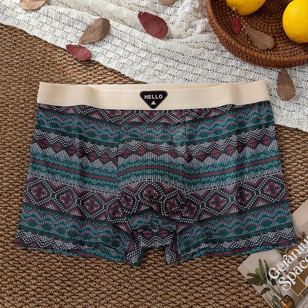 

Ethnic Style Men s Boxer Briefs: Comfortable, Breathable Mid-Waist Underwear in American Light Luxury Style L Waist 32cm [40-50 kg]