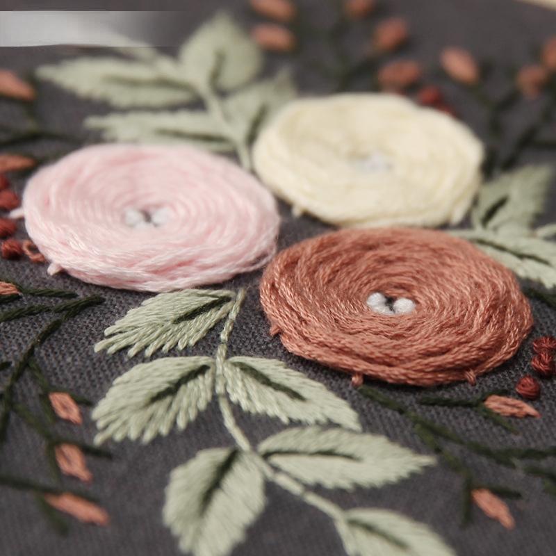 Embroidery DIY Fabric Art Kit Material Bag Handmade Creativity Beginner's Simple Plant Flower Hanging Picture