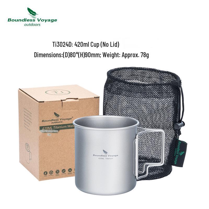Essential Pure Titanium 450ml Outdoor Folding Water Cup - Lightweight, Single-Layer for Camping, Coffee, Tea, and Boiling Water