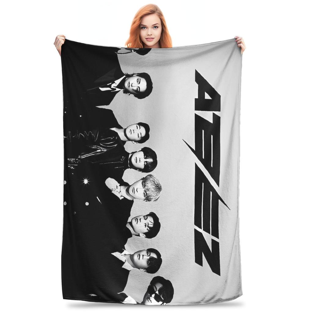Soft Warm BlanketKids Decorative Kpop Ateez Band Throw Blanket Flannel Bedspread For Living Room Funny Sofa Bed Cover