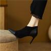 Fashion Coffee Splicing Thin Heel Short Boots for Women Spring Autumn Sexy Stiletto Heel Pointed Toe Bare Boots Female Ankle Boots Shoes