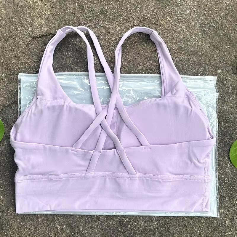 Solid Color Women Cross Back Bra Fitness Underwear Soft Fitness Sport Bra Top Gym Yoga Athletic Workout With Chest Pad