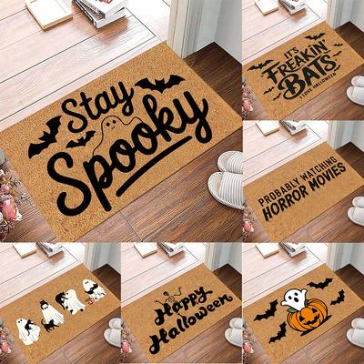 Mata pod drzwi z motywem Halloween, z wzorami ducha, dyni, nietoperza i szkieletu, miękki dywanik dekoracyjny na wejście do dekoracji na upiorny sezon