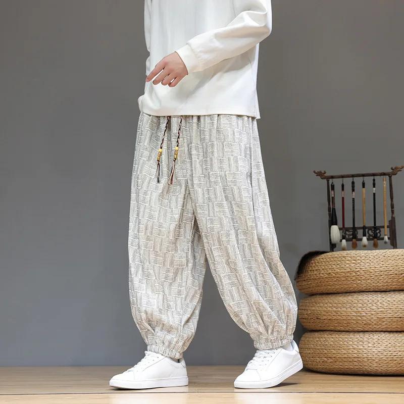 Retro Pumphosen Locker Große Größe Ethnischer Stil Leggings Herbst und Winter Neu Chinesischer Stil Herren Kord