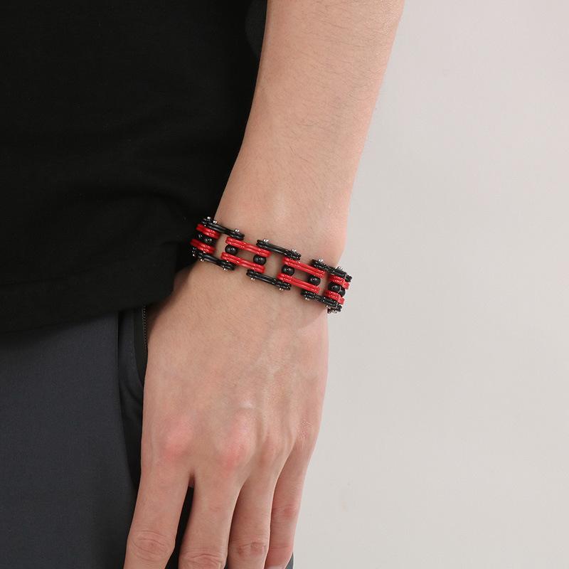 European and American Street Tide Male Titanium Steel Locomotive Bicycle Chain Jewelry Rock Punk Style Men's Bicycle Chain Bracelet