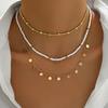 Autumn and Winter Light Luxury Design Imitation Pearl Disc Love Sparkling Rhinestone Necklace Multi-style Hip-hop Personalized Stacking Necklace
