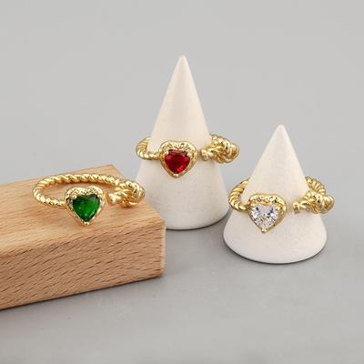 Nidin New Fashion Romantic Love Heart Shape Cubic Zirconia Open Rings Adjustable For Male Female Couples Fine Finger Jewelry