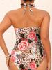 2025 New Cross-Halter Printed Bikini - European & American Sexy One-Piece Swimsuit for Women