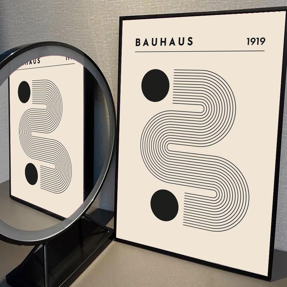 Bauhaus Black And White Lines Modern Poster  Coffee House Bar Room Wall Decor