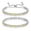 Iridescent Zircon Tennis Bracelet Set - White Gold Plated Fashion Jewelry