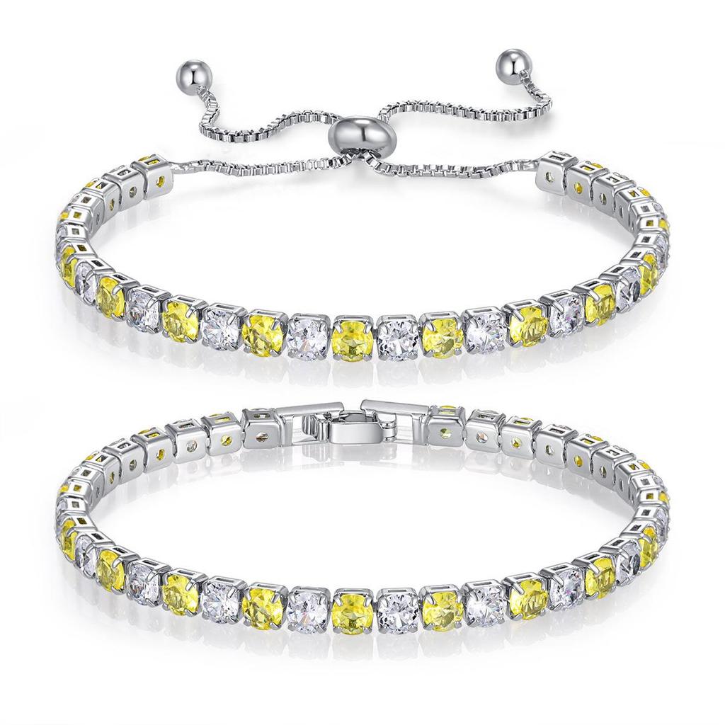 Iridescent Zircon Tennis Bracelet Set - White Gold Plated Fashion Jewelry