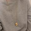 Collana Pendente Acciaio Inossidabile Forma Uovo per Donne Uomini Metallo Grande Ovale Goccia d'Acqua Catena Maglione Collana Lunga Gioielli Eleganti
