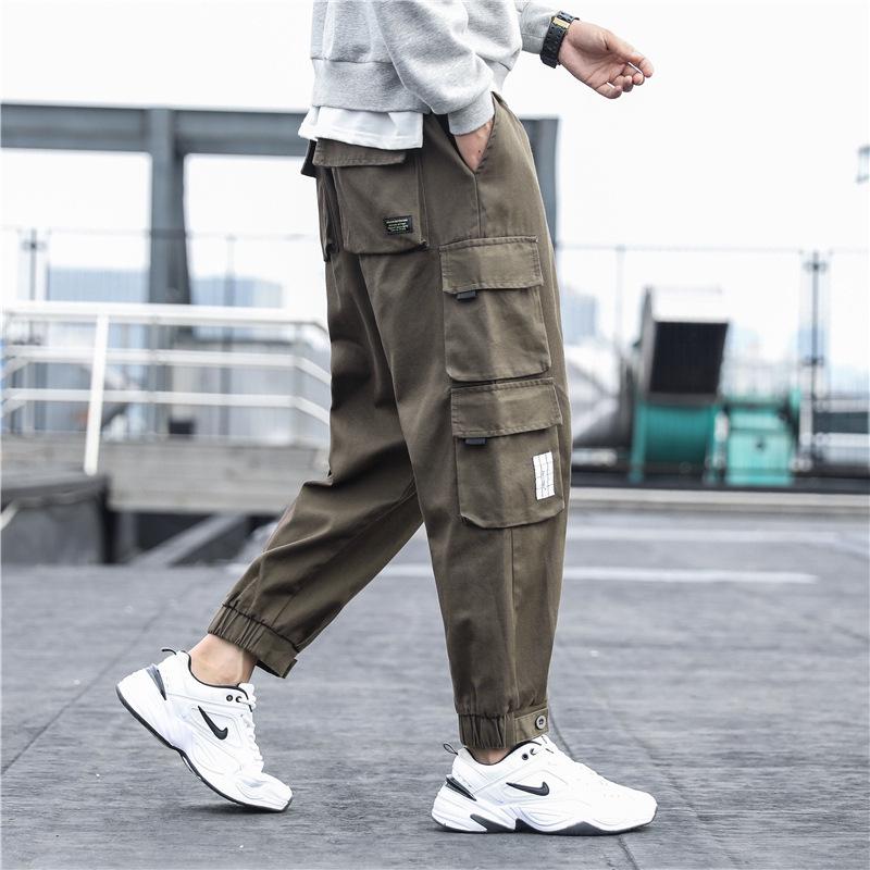 Men's Japanese Style Cotton Harem Pants - Multi-Pocket, Casual, Spring/Summer 2024, Trendy, Loose Fit, Large Size